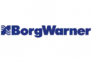 Logotipo de Borg Warner sobre fondo blanco con Inicio.